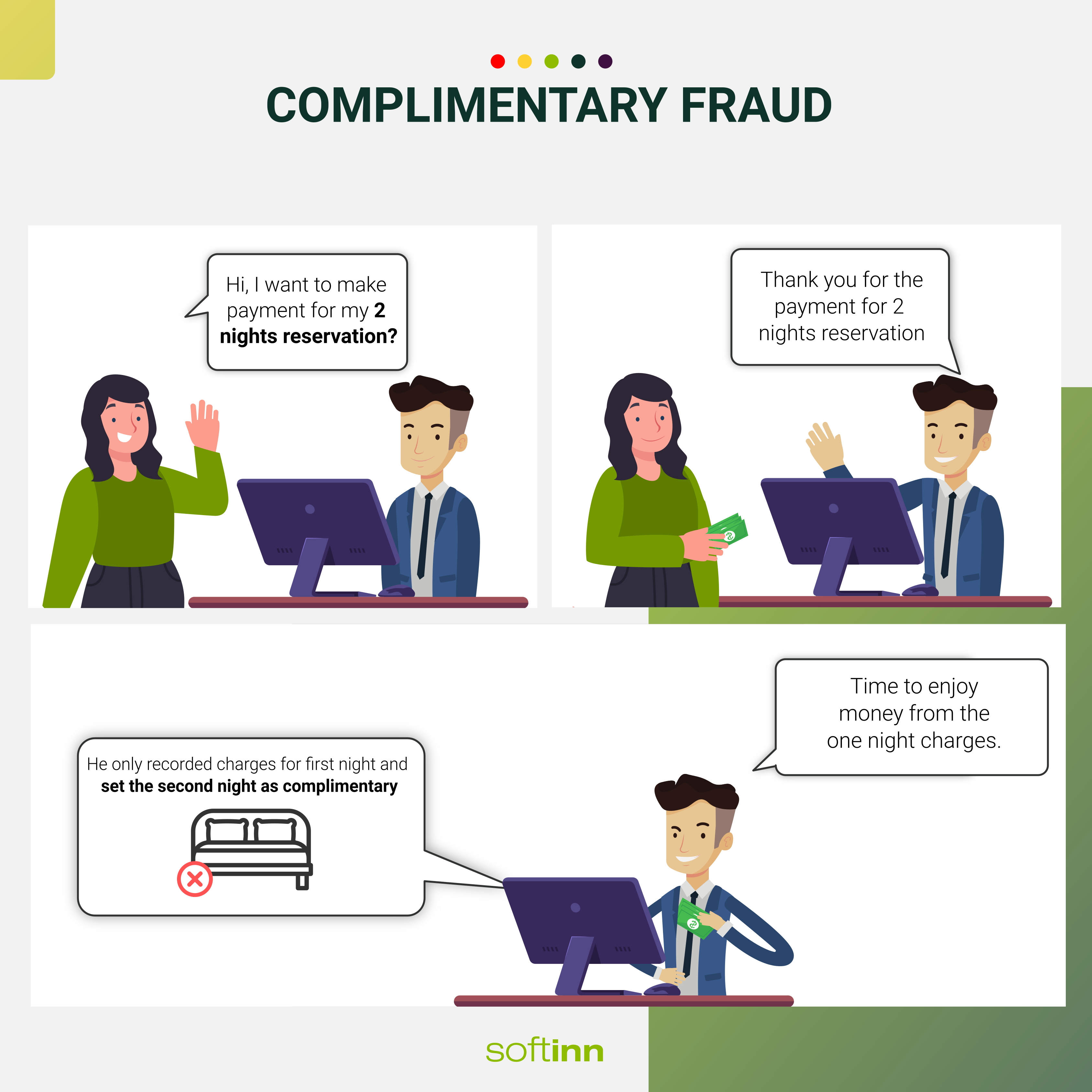 complimentary fraud at hotel front desk
