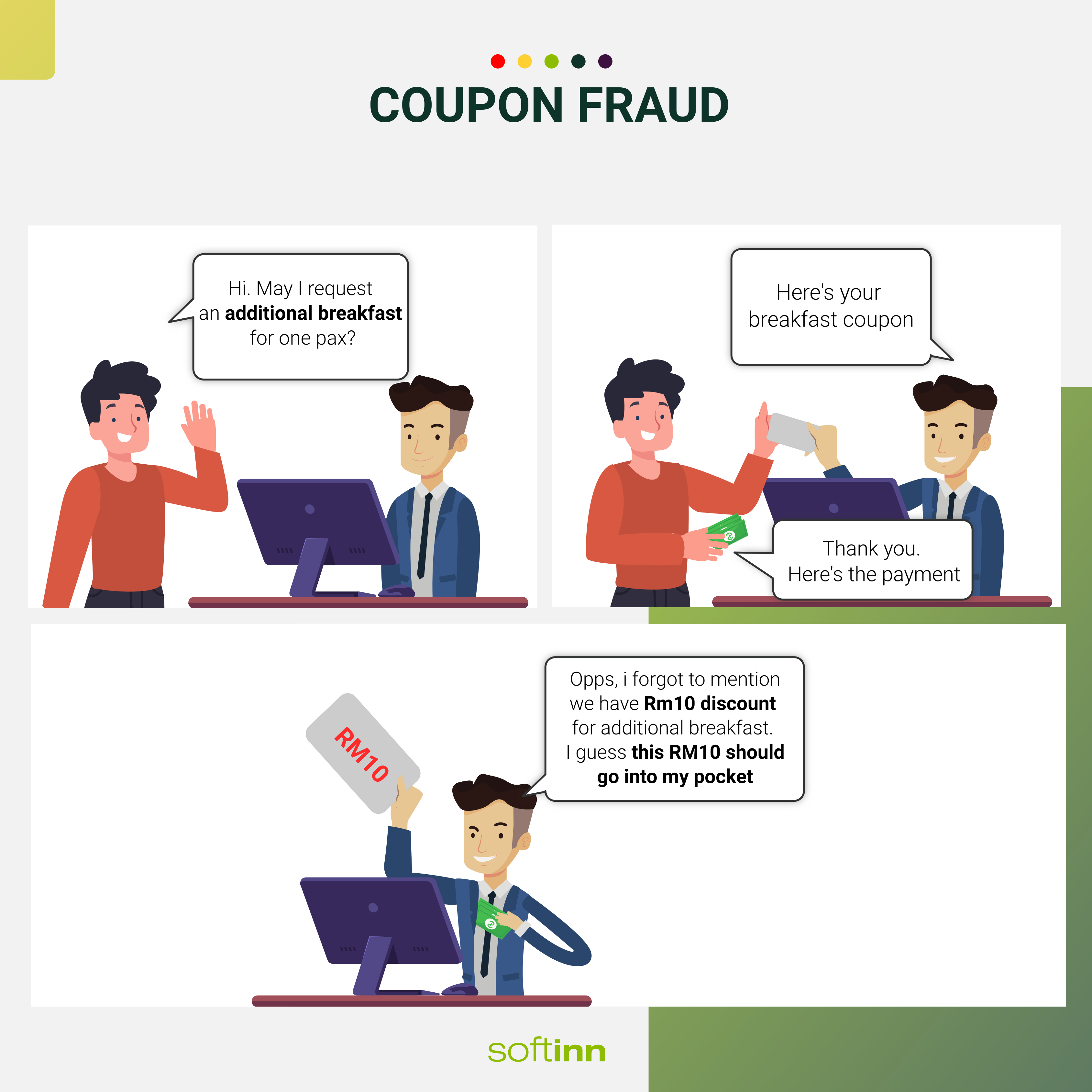 Coupon fraud at the hotel front desk 