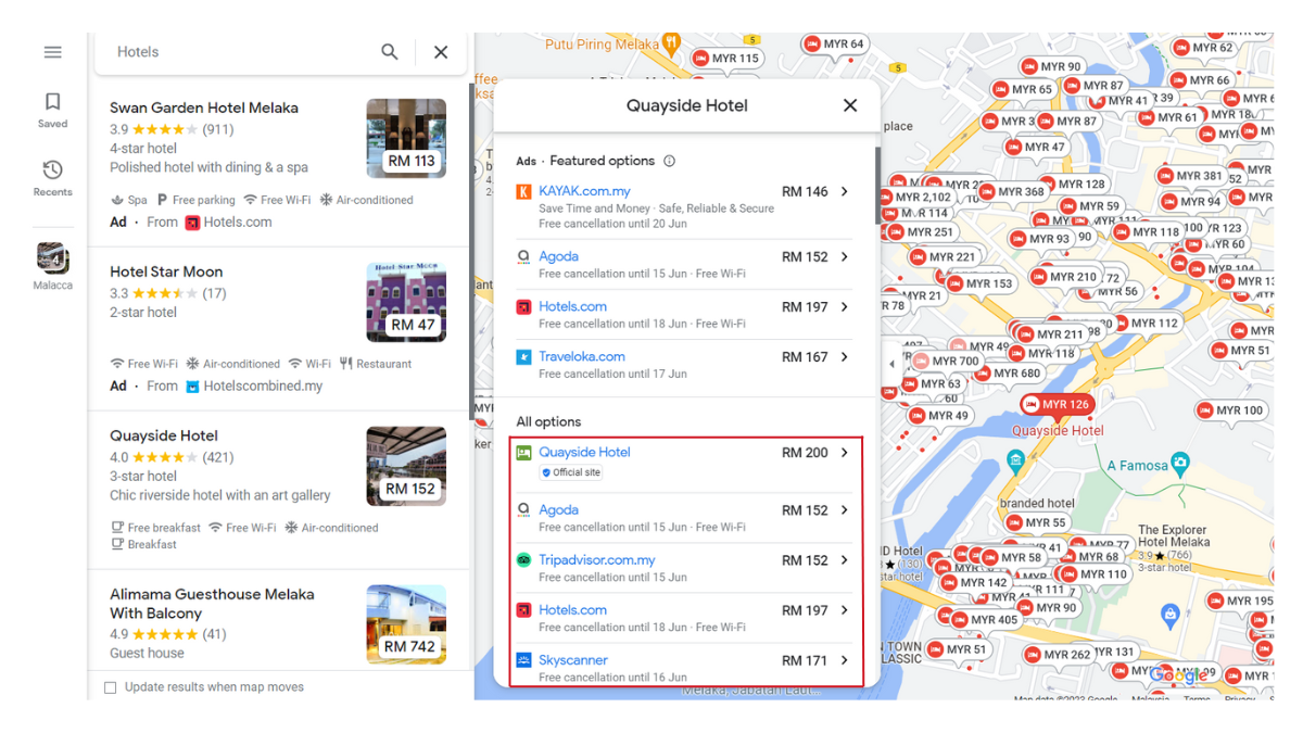 Google free booking links for resorts